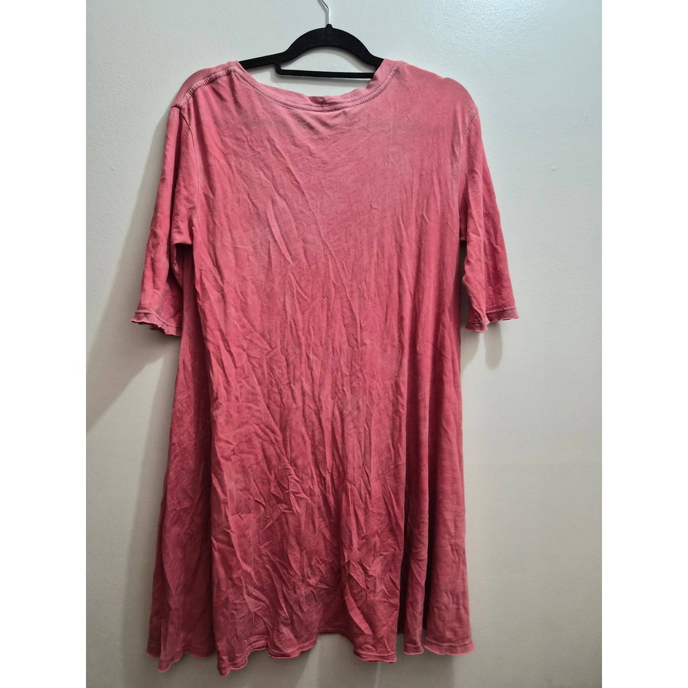 We The Free Free People Pink Slub Knit Tunic Mini Dress Side Slit Medium - Picture 4 of 4